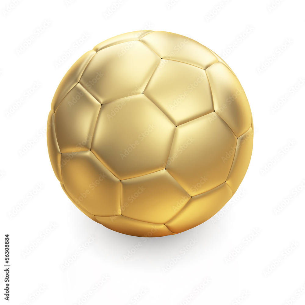 Golden 3d soccer ball on white with clipping path Golden 3d soccer ball on white with clipping path