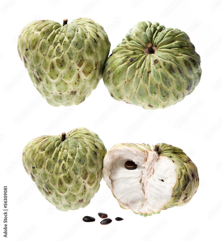 custard apple on white background custard apple on white background