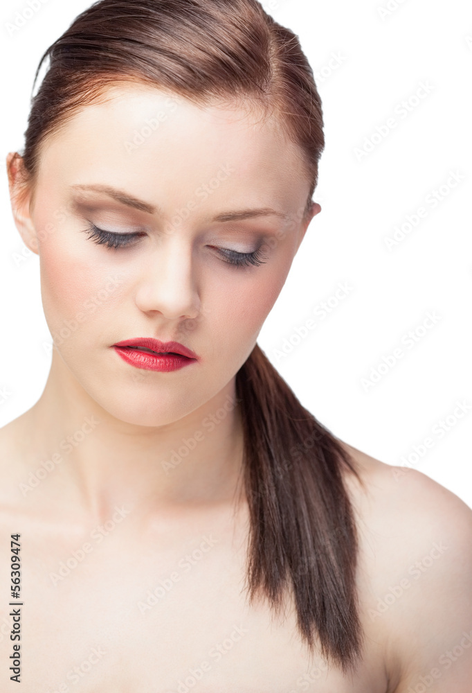 Pensive gorgeous model with ponytail posing Pensive gorgeous model with ponytail posing
