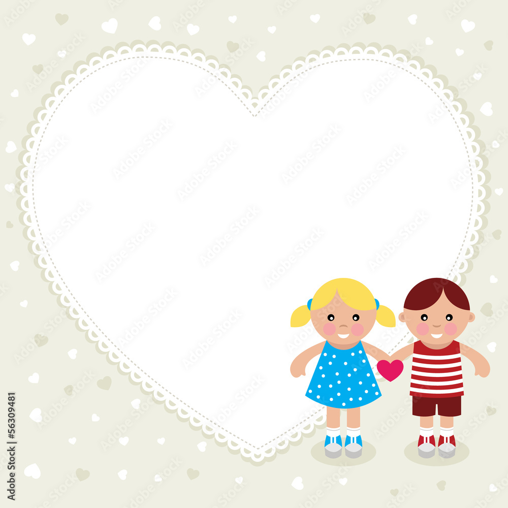 Kids with heart shape frame. Vector illustration. Kids with heart shape frame. Vector illustration.