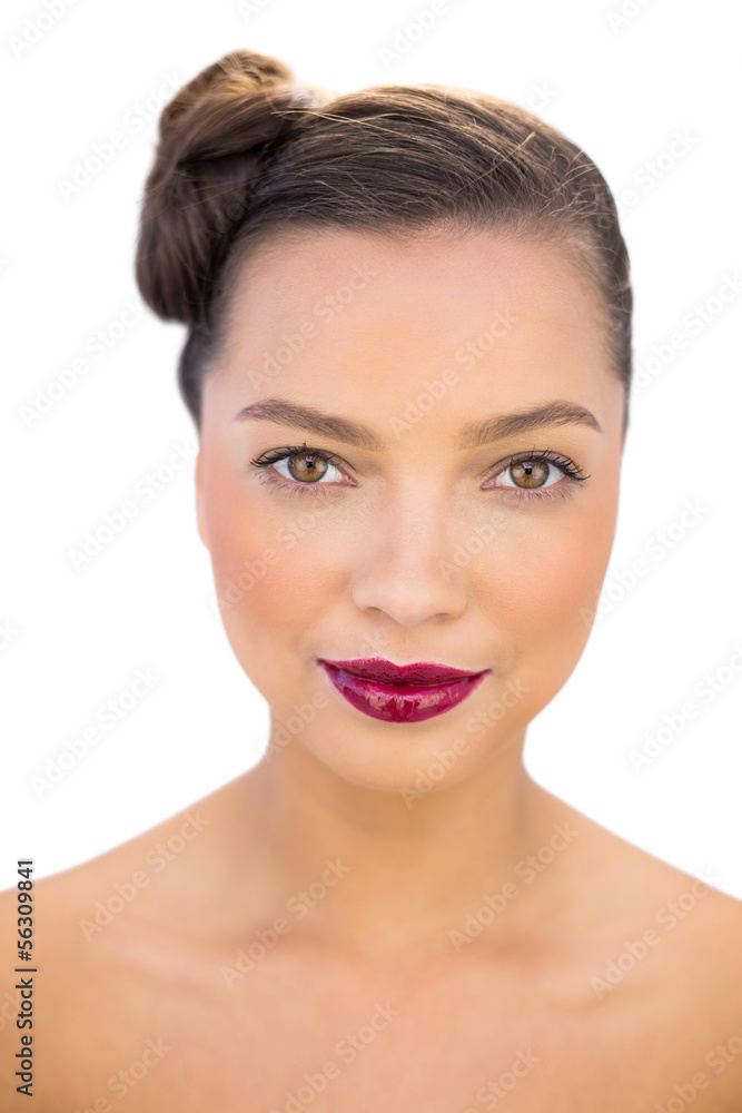 Attractive woman with red lips looking at camera Attractive woman with red lips looking at camera