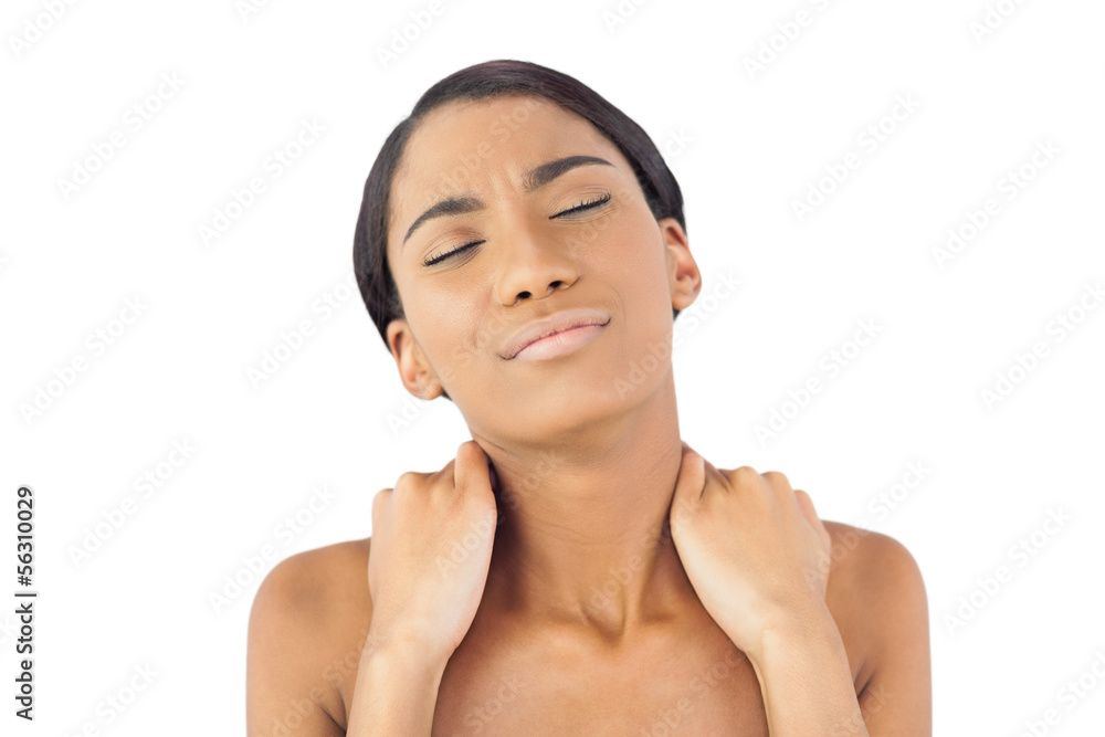 Gorgeous woman suffering from painful neck Gorgeous woman suffering from painful neck