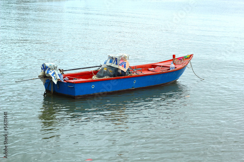 Old wooden boat at sea.