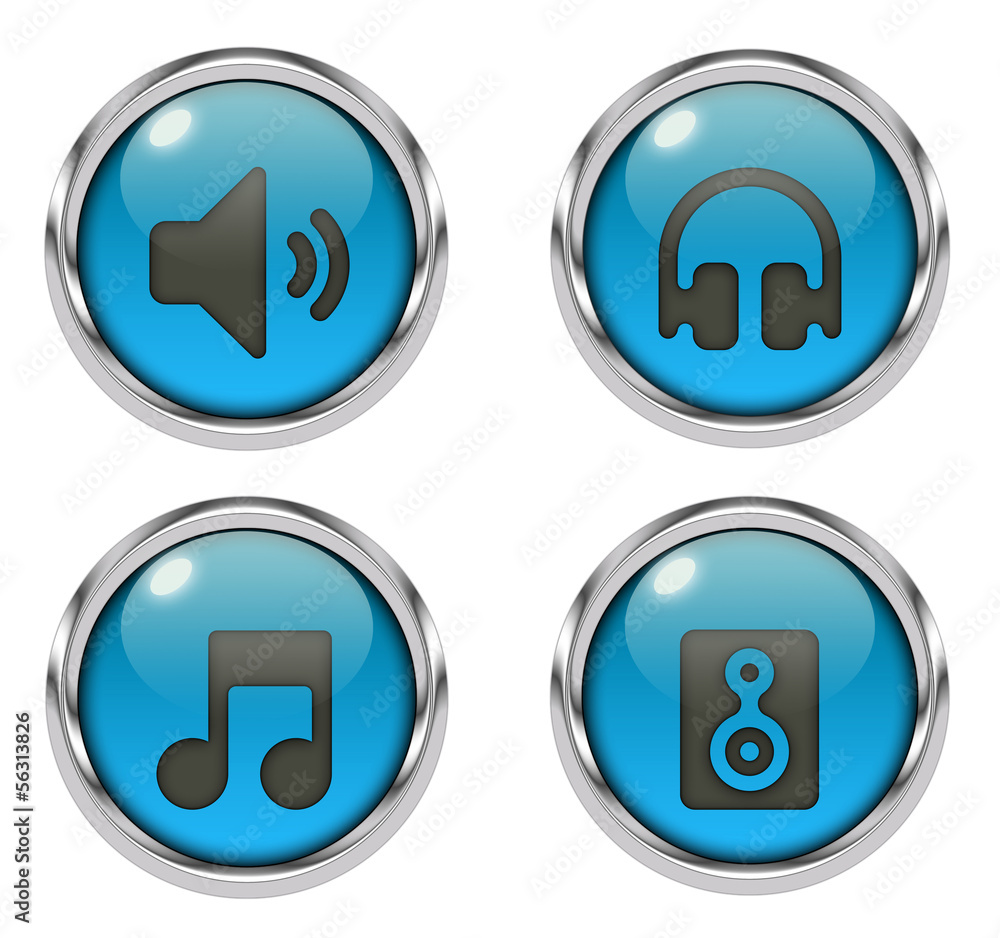 Music sound icons - blue Music sound icons - blue