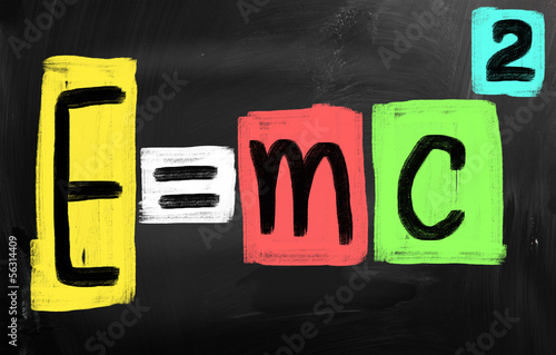 E=mc2 handwritten with chalk on a blackboard