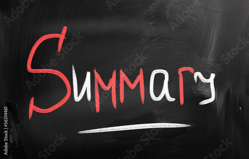 "Summary" handwritten with chalk on a blackboard