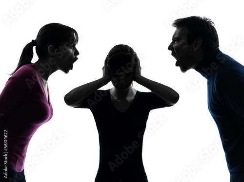 family father mother daughter dispute screaming silhouette