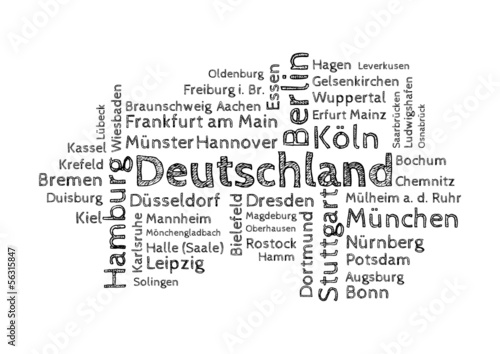 Wordcloud - 50 deutsche Großstädte sw