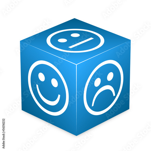 Blue Cube With Smileys