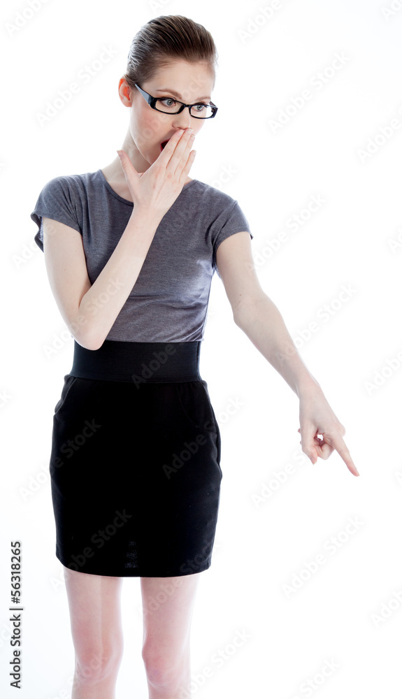 Fototapeta premium Attractive caucasian girl in her 30 shot in studio