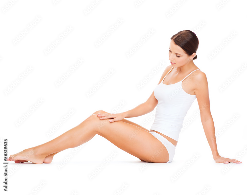 beautiful woman in white cotton underwear beautiful woman in white cotton underwear