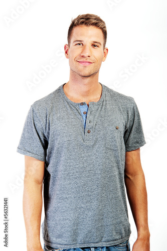 Cheerful young man, isolated over white background