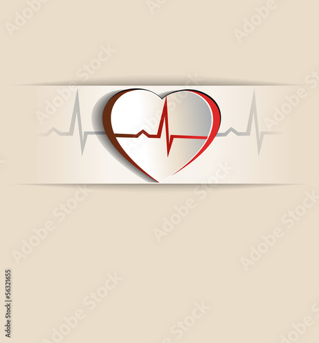 Vintage heart beat concept, cardiogram .