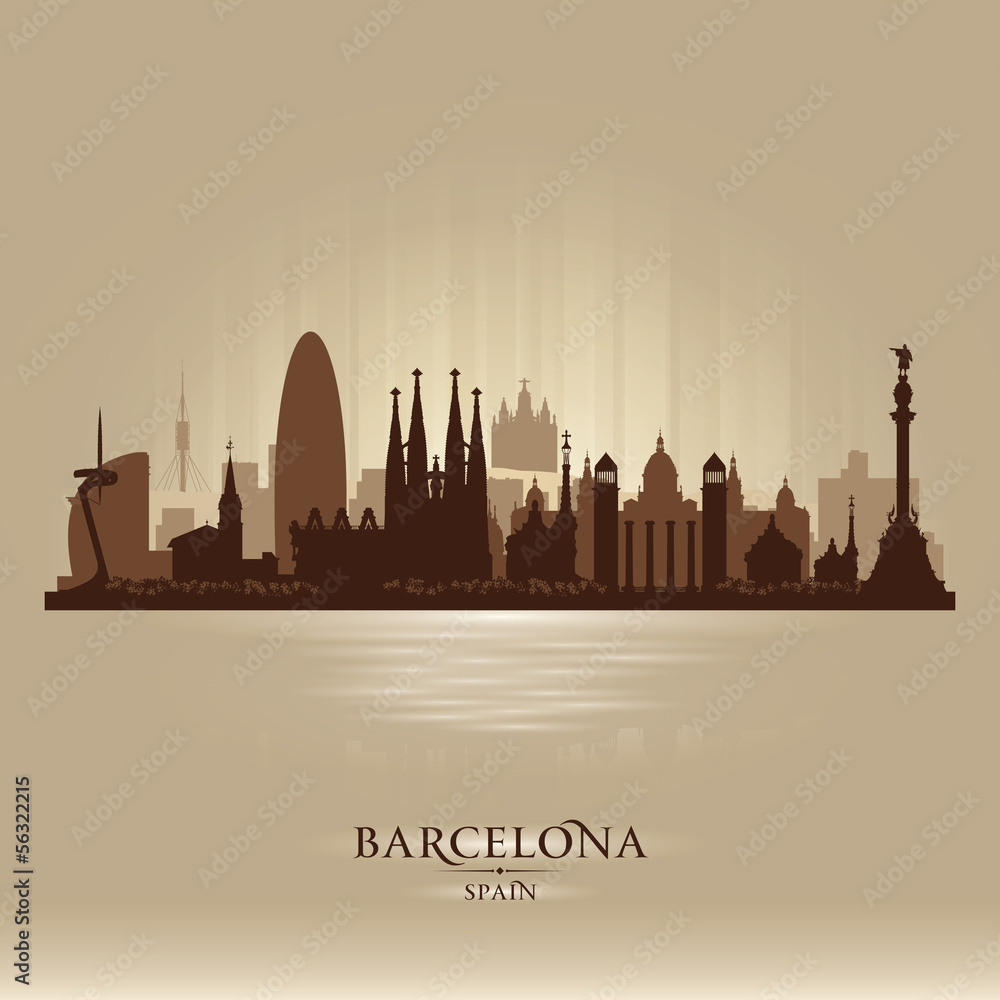 Obraz premium Barcelona Hiszpania sylwetka wektor panoramę miasta