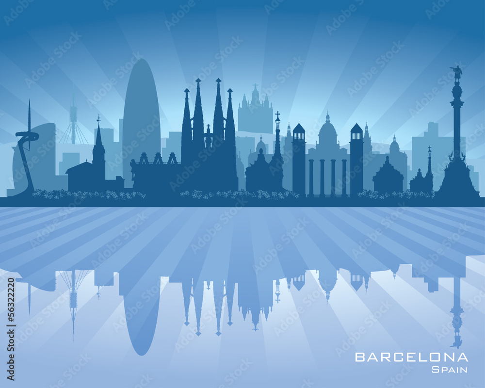 Obraz premium Barcelona Hiszpania sylwetka wektor panoramę miasta