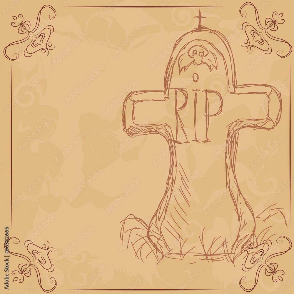 R.I.P.Vector illustration, headstone, banner for halloween R.I.P.Vector illustration, headstone, banner for halloween