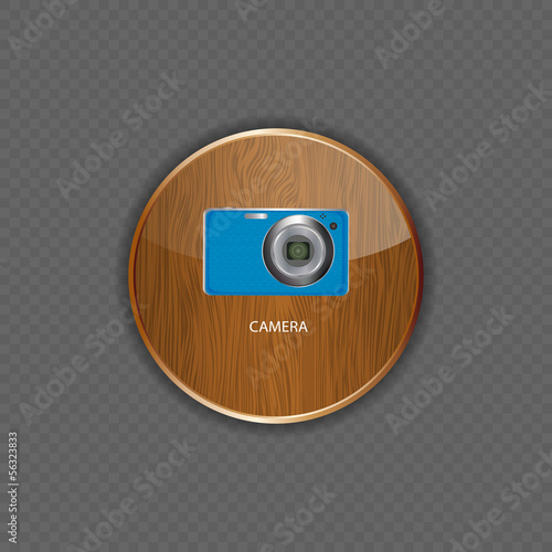 Camera wood application icons vector illustration