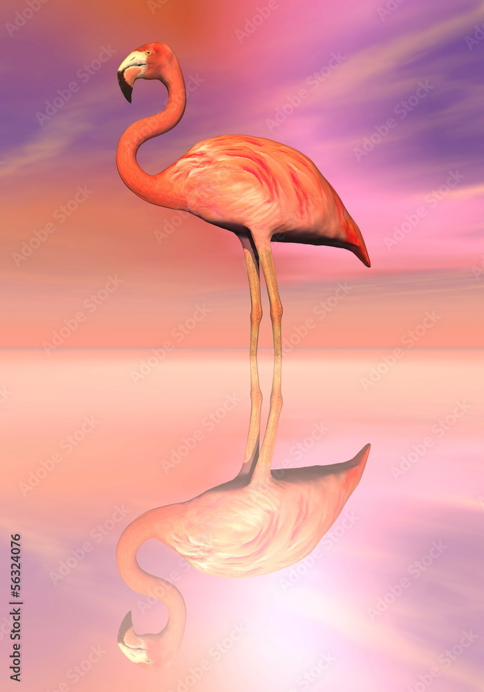 Fototapeta premium Flamingo reflection - 3D render