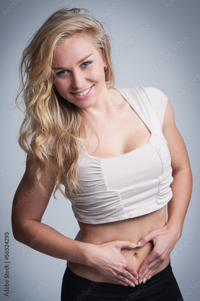 Pretty Blond Woman with Heart Shape Hands. Pretty Blond Woman with Heart Shape Hands.