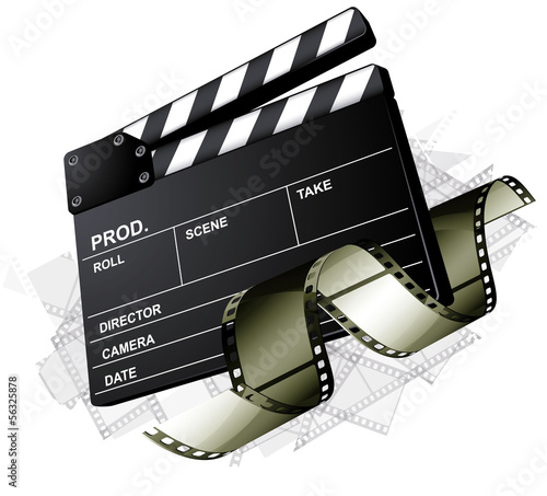 Movie clapper board. Vector.