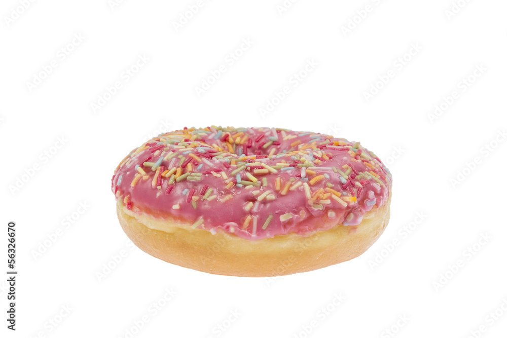 Donut with pink glaze isolated Donut with pink glaze isolated