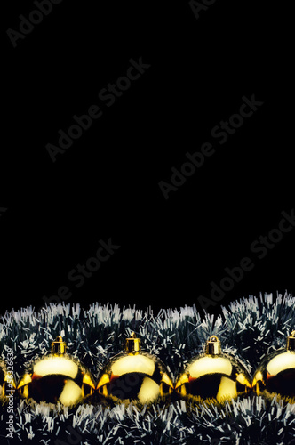 Christmas card with golden ornaments