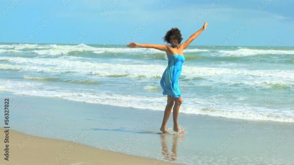 African American Girl Enjoying Island Vacation African American Girl Enjoying Island Vacation
