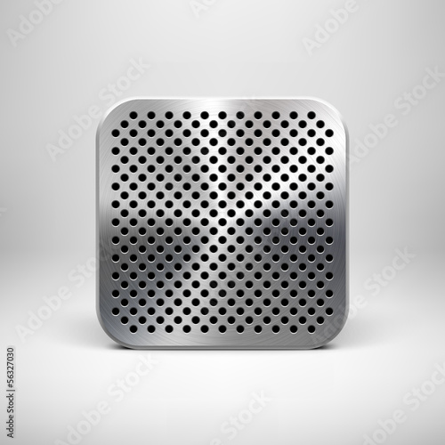 Technology App Icon Template with Metal Texture