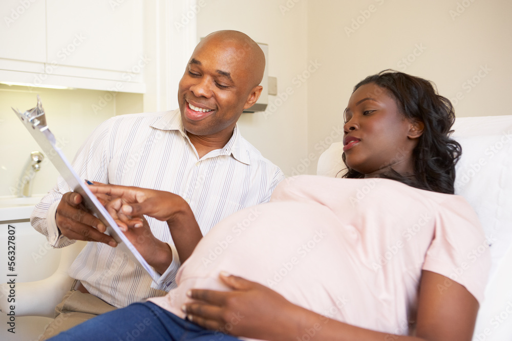 Fototapeta premium Pregnant Woman Being Given Ante Natal Check By Doctor