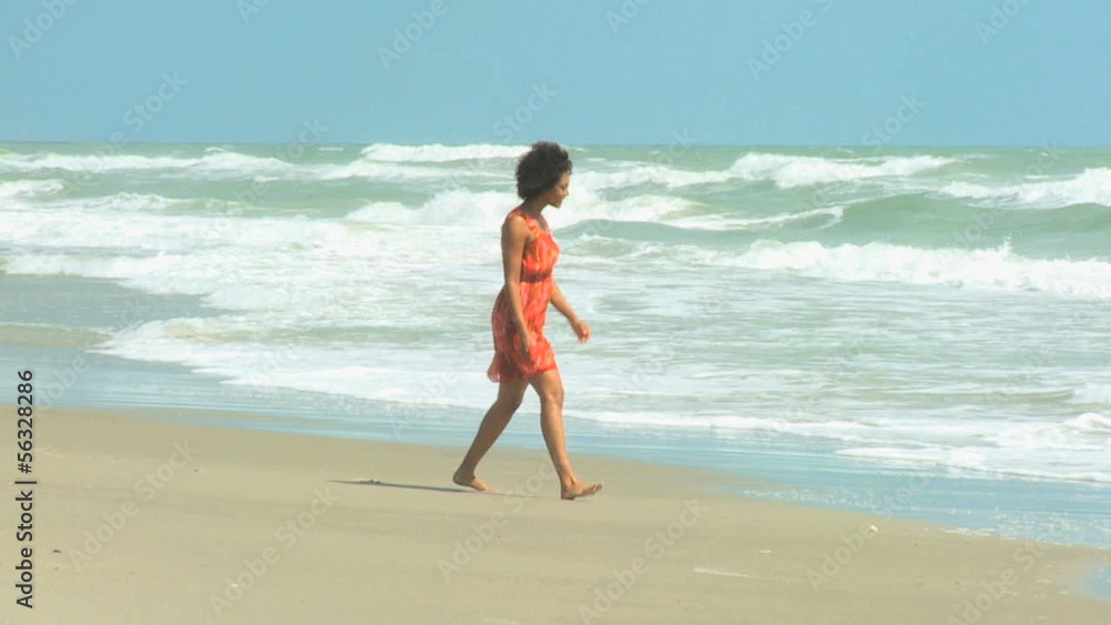 Laughing Ethnic Girl Celebrating Island Vacation Laughing Ethnic Girl Celebrating Island Vacation