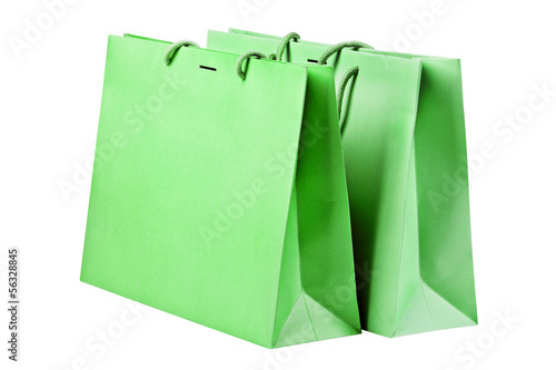 Two green shopping bags.