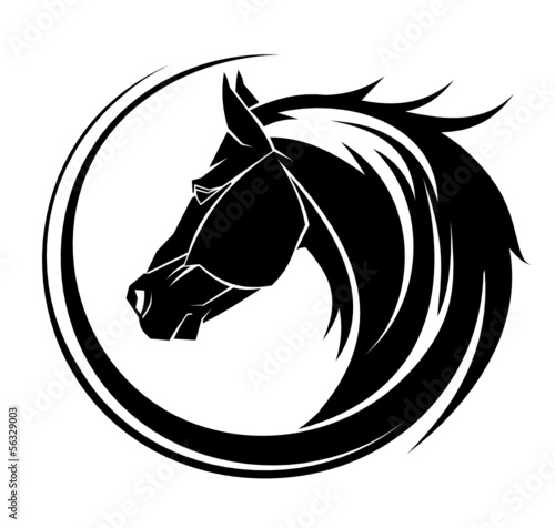 Horse circle tribal tattoo art.