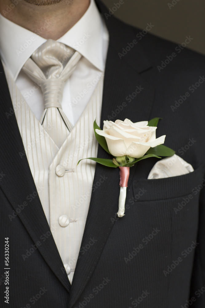 Close up of a groom's buttonhole Close up of a groom's buttonhole
