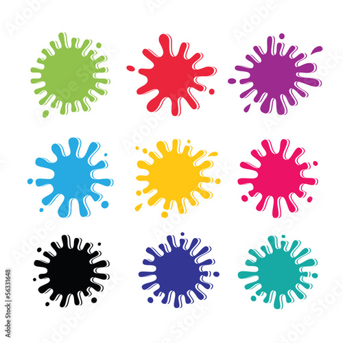 Set of colored blots on the white background.