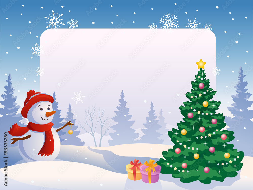 Snowman with a blank placard Snowman with a blank placard