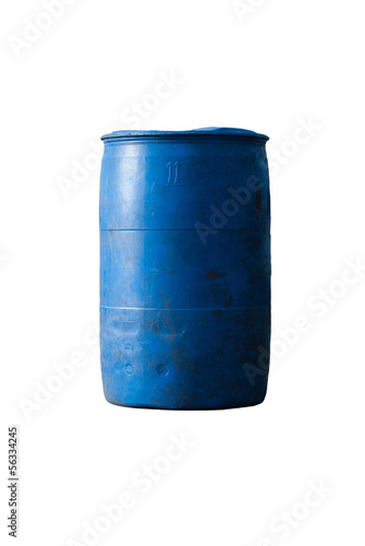 blue plastic 200 litre isolated on white