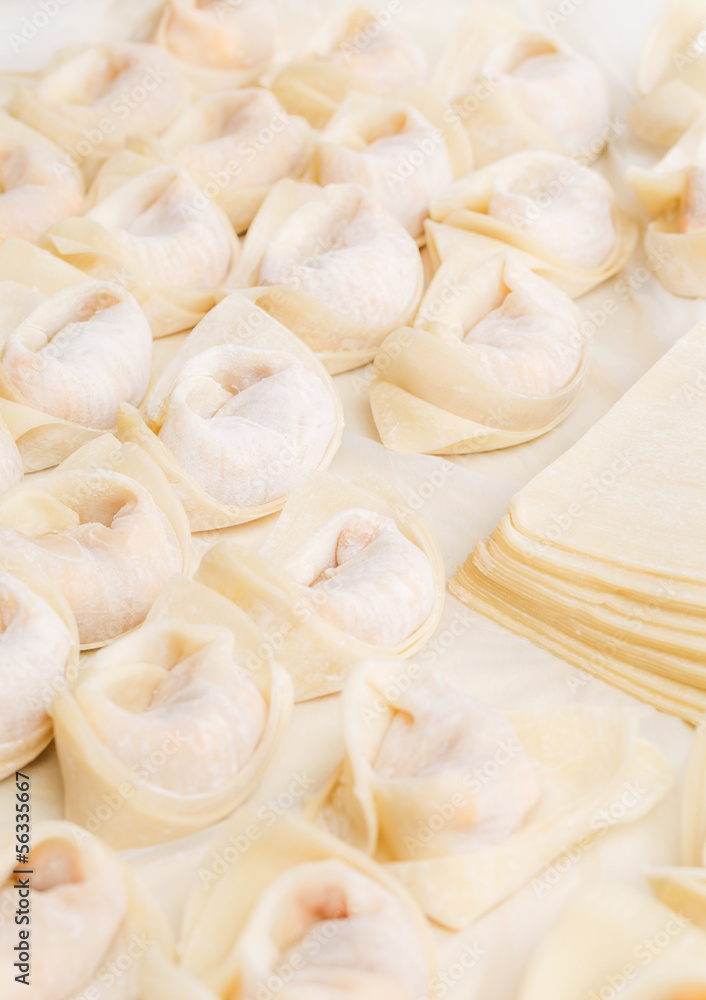 Homemade dumpling and raw material Homemade dumpling and raw material