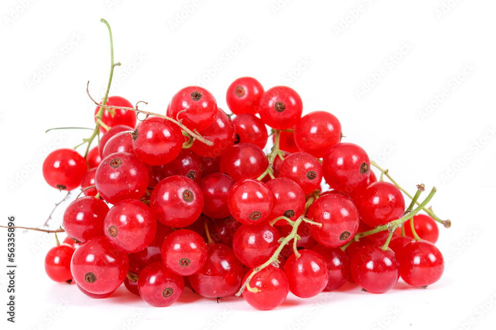 pile berries of red currant on white background pile berries of red currant on white background