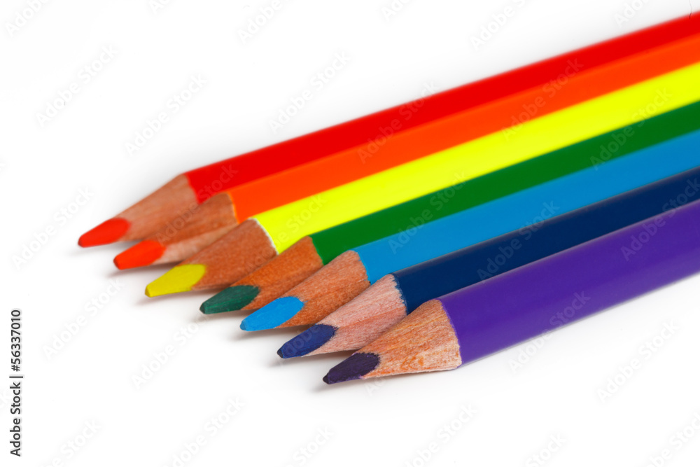 Many colored pencils as rainbow Many colored pencils as rainbow
