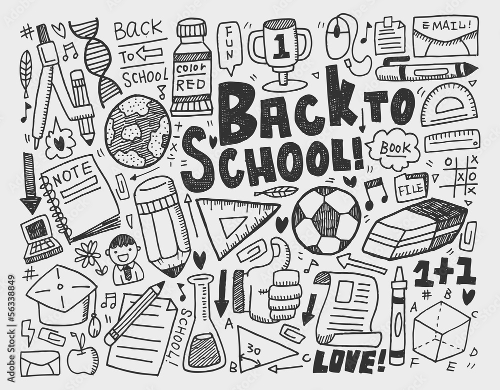 hand draw doodle school element hand draw doodle school element