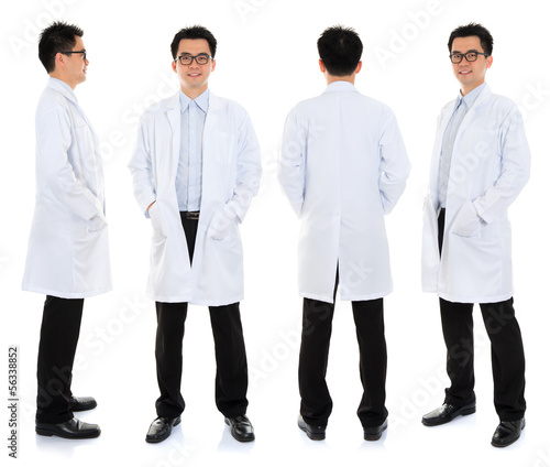 Asian male beauty therapist in beautician uniform