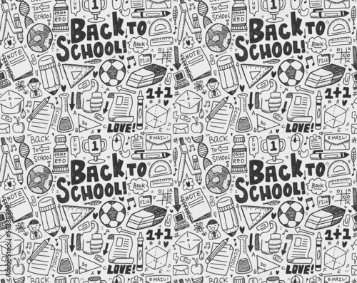 seamless doodle back to school pattern