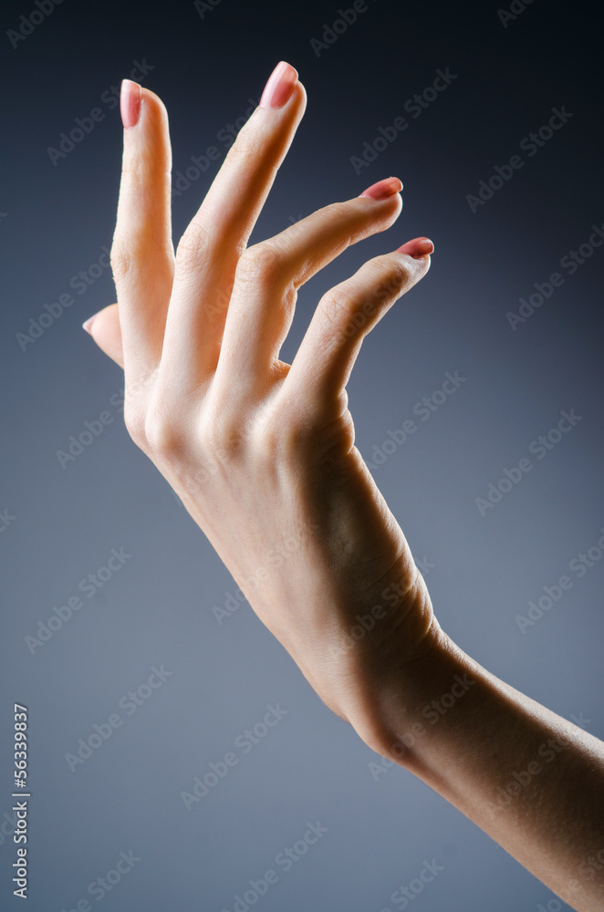 Woman hands against gradient background