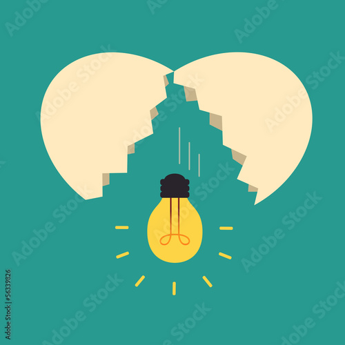 Broken egg with light bulb Idea, Idea concept