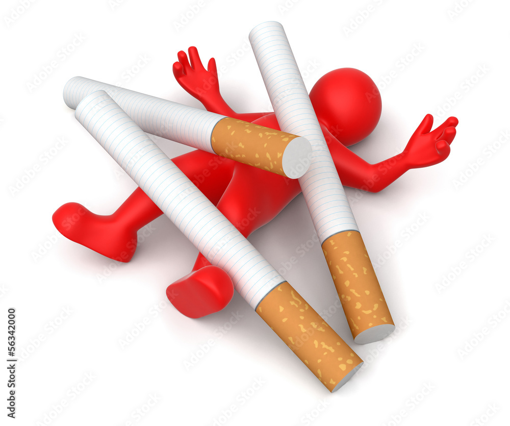 Cigarette beats man (clipping path included) Cigarette beats man (clipping path included)