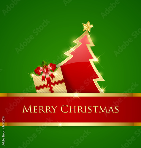 Simple Christmas tree and gift decoration