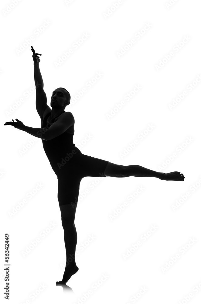 silhouette of male dancer isolated on white silhouette of male dancer isolated on white