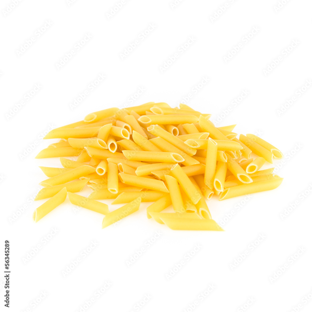 Yellow macaroni isolated over white background Yellow macaroni isolated over white background