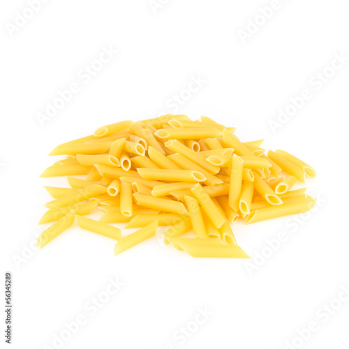 Yellow macaroni isolated over white background