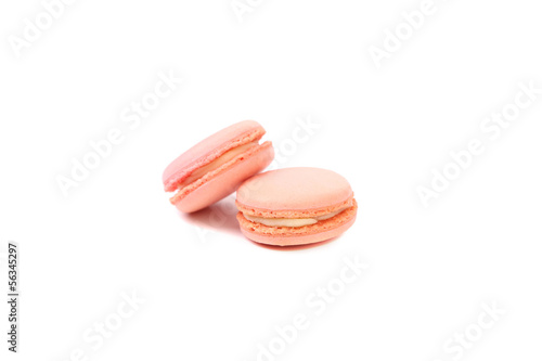 Two pink macaron cakes.